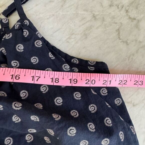 LOFT women's blouse V neck sleeveless navy blue size M 100% cotton - Picture 6 of 7